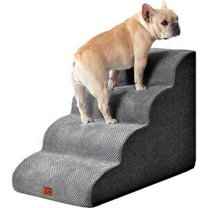 Curved Dog Stairs for High Beds 19.7" H,4-Step Dog Steps for Small Dogs and Cats
